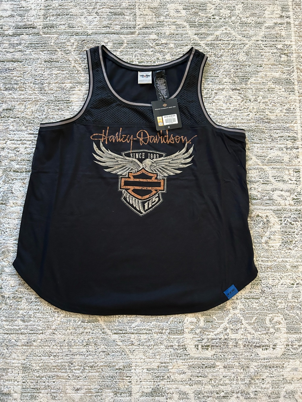Harley-Davidson Black Tank with Silver and Brown Wing Graphic